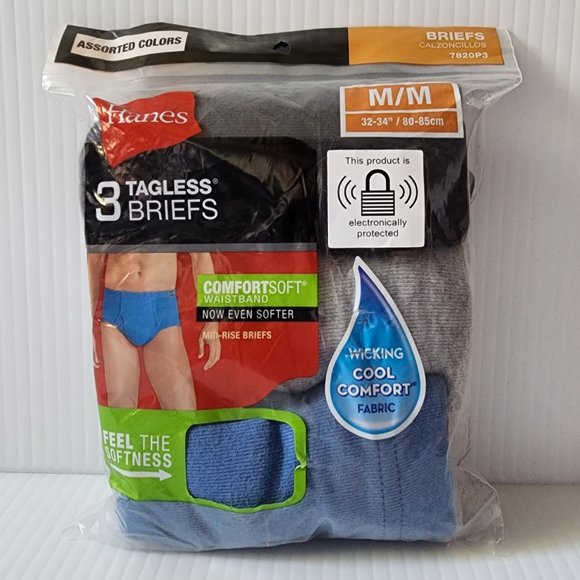 NWT Hanes 3pk Tagless Briefs - Picture 1 of 8